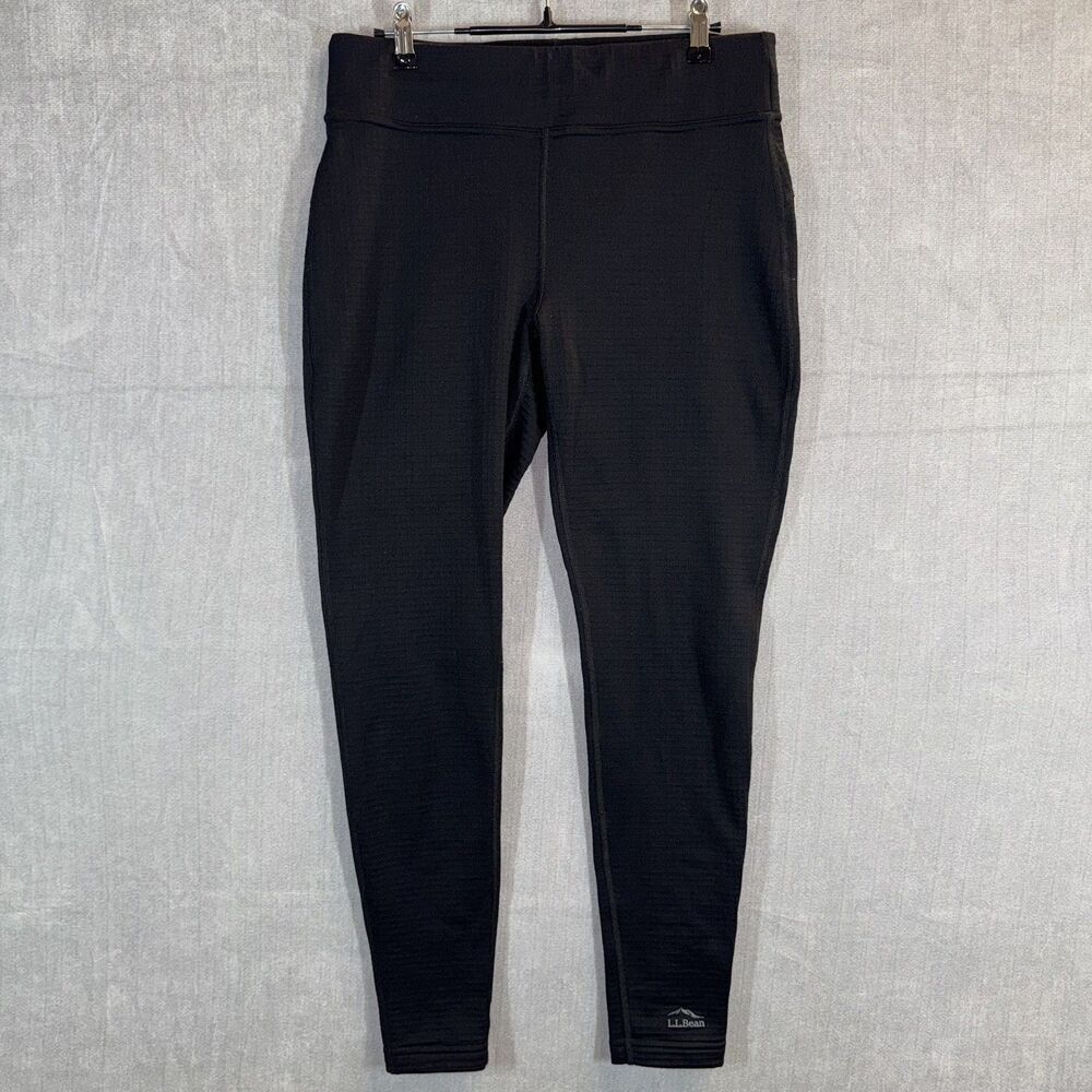 LL Bean Heavyweight Base Layer Pants Womens Size Medium Black Tapered Leggings